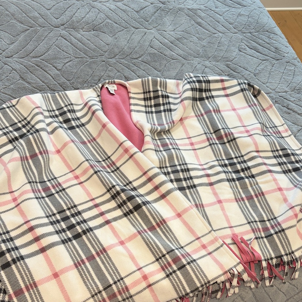 Plaid Pink and Gray Shawl by Martha Stewart